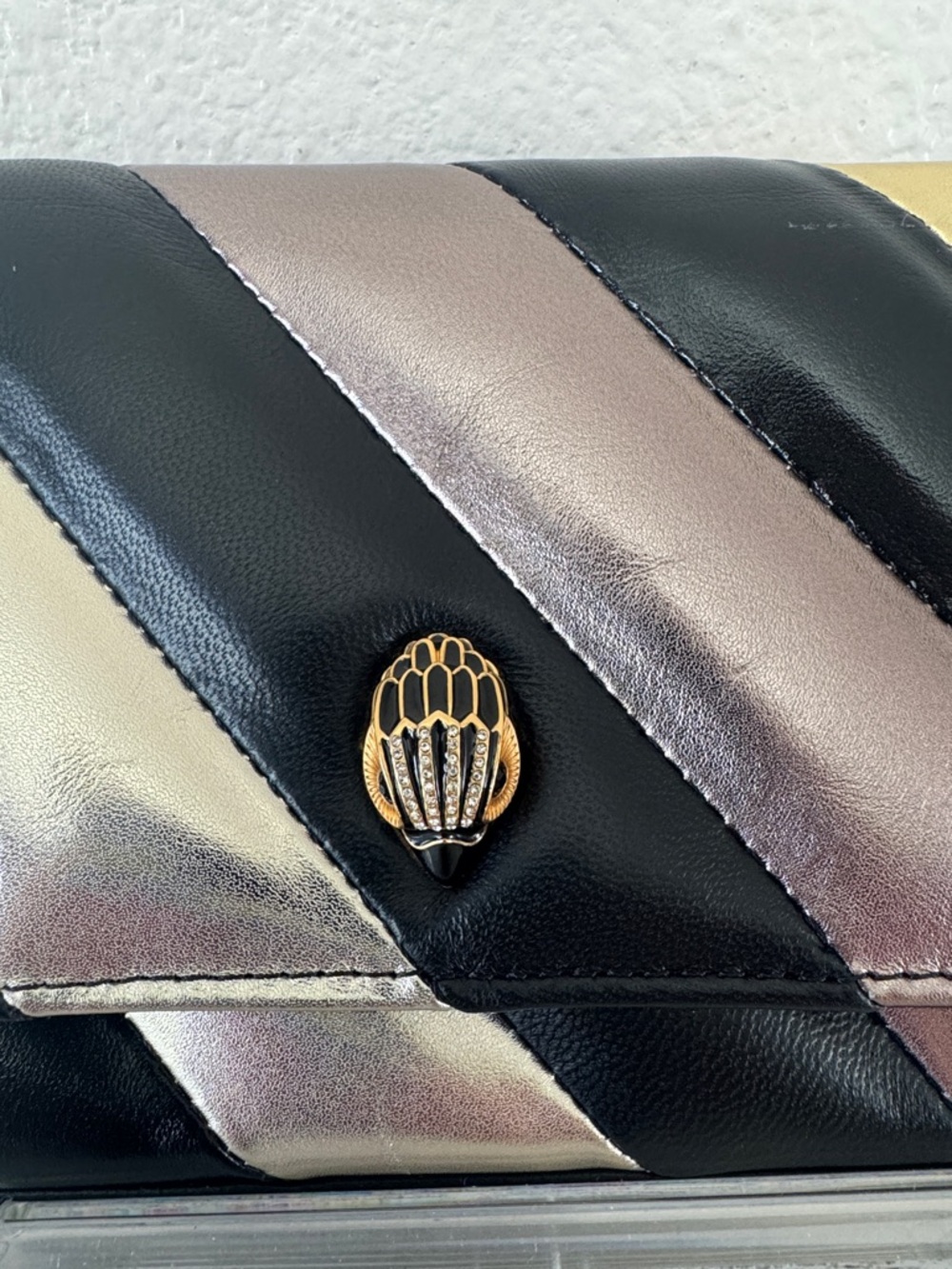 Kurt Geiger Mini Soho Leather Metallic Striped Crossbody - Picture 3 of 16